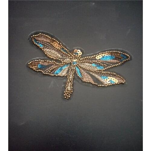 Dragonfly rhinestones bead patches, sew on patches for clothing parches termoadhesivos para ropa apliques de roupa