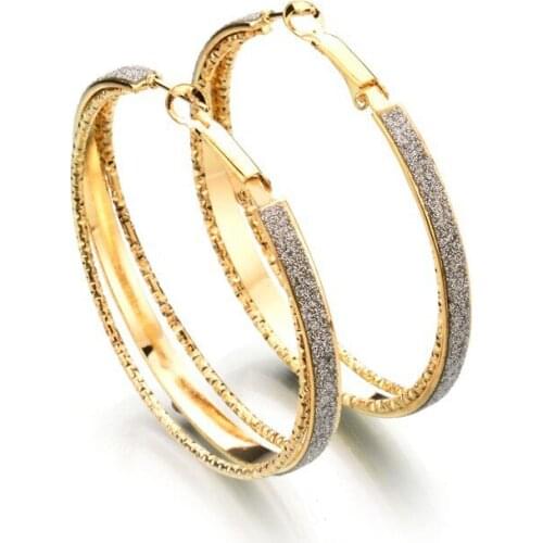 Vintage Color Big Circle Hoop Earrings for Women Ear Clip Party Jewelry Accessories Gift
