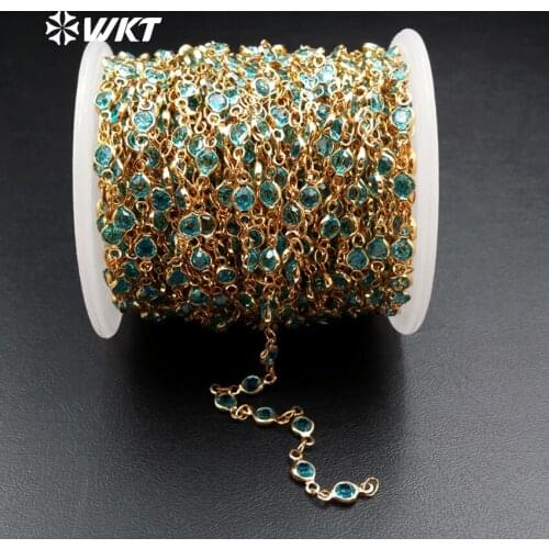 WT-RBC033 WKT Wholesale High Quality New Coming Natural Aqua crystal Beads Jewelry Rosary Necklace Chain