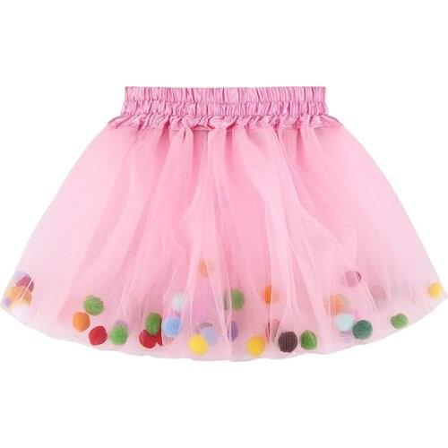 Girls Tutu Skirt Tutu Skirt for Girl Fluffy Toddler Tulle Tutus, 3 Layers with Pom Pom Puff Balls