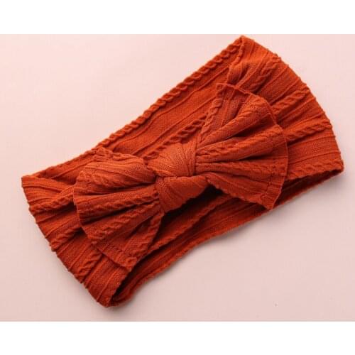 1pc Knot Bows Soft Nylon Headbands Cable Knit Baby Girls Wide Nylon Turban Headwraps One Size Fit Most Toddlers Hair Accessories