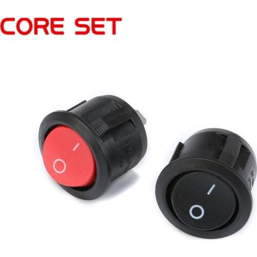 10Pcs 16mm Diameter Small Round Boat Rocker Switches Black Mini Round Black Red 2 Pin ON-OFF Rocker Switch