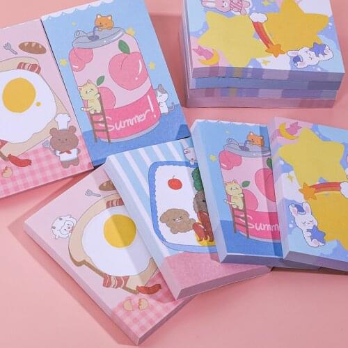 100 pcs kawaii Cartoon bear daily life Memo Pad cute Message Notes Decorative Notepad Note paper Memo Stationery Office Supplies