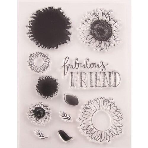 11x15 FRIEND Flower Transparent Clear Silicone Stamp/Seal for DIY Scrapbooking/photo Album Decorative Card Making