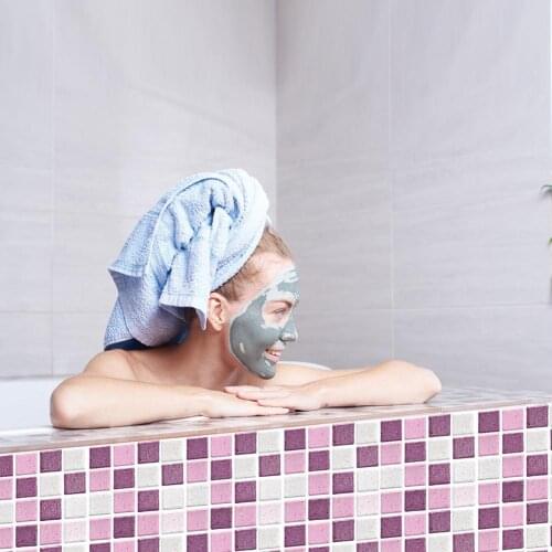 18Pcs Self Adhesive Mosaic Tile Wall Sticker Kitchen Bathroom Decor Vinyl Wall Stickers Waterproof Peel Stick PVC Tiles Panel