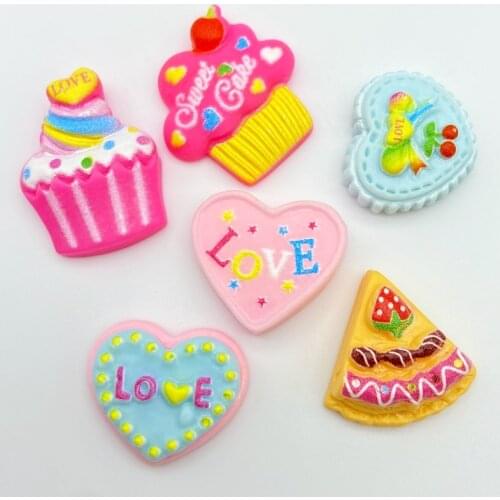 20Pcs New resin Cute Mini Cake Series Flat Back Cabochon Scrapbooking Hair Bow Center Embellishments DIY Accessories G31
