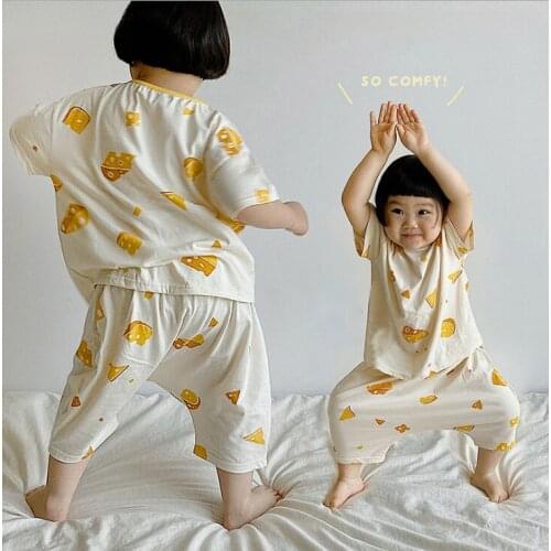 2021 New boys girls 2 pcs set printed t shirt+shorts cotton summer soft fashion babys suits