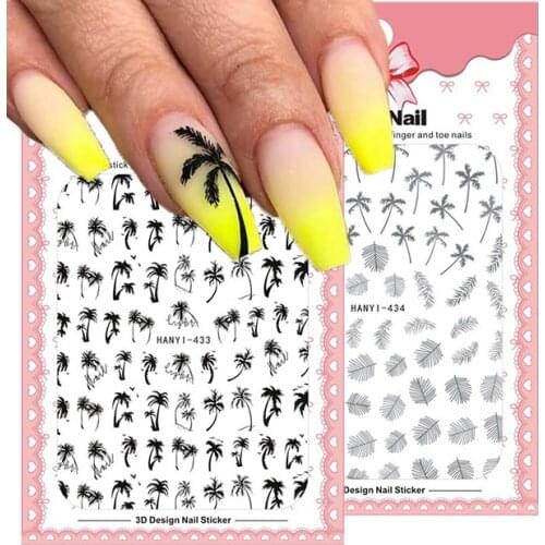 3D Summer Coconut Tree Nail Sticker Flower Leaf Series Designs Nail Art Decorations Foil Manicures For Nails For Nail DIY Design
