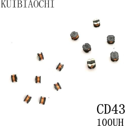 50pcs/LOT SMD Power Inductor CD43 100UH 101 4.5*4*3.2MM Unshielded winding inductor