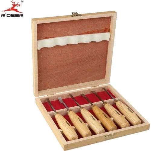 RDEER 6Pcs Sculptural Chisel Set Spoon V-parting Fishtail Gouge Wood Carving Chisel Woodwork Hand Tools