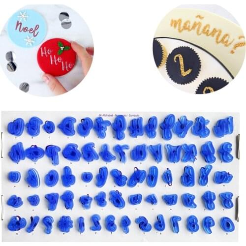 66pcs Alphabet Fondant Cake Silicone Mold Letters Symbols Biscuit Baking Mould Embosser Stamp Cutting Die Cake Decorating Tools