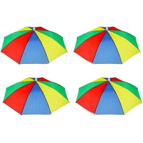8 Pieces Rainbow Umbrella Hat Umbrella Sun Hat Adjustable Umbrella Hats for Adults KidsOutdoor Fishing Gardening Camping