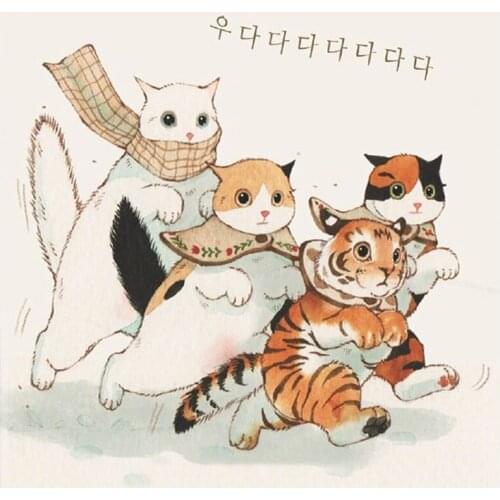 Cute Cats DIY Full Round Diamond Painting Cross Stitch Embroidery Home Decor 5D Handcraft JX636