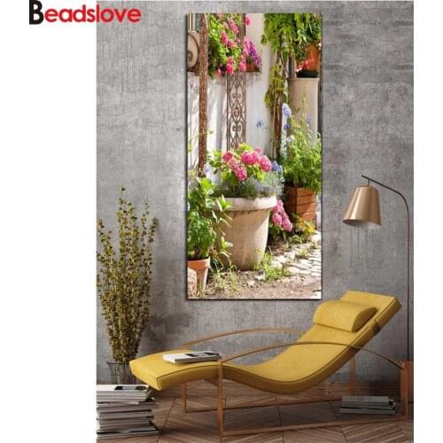 Diamond Painting Landscape Royal Garden Flowers Handmade Needlework DIY Diamond Embroidery Large Mosaic Rhinestone Picture