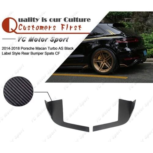 Car Accessories Carbon Fiber AS Black Label Style Rear Spat 2pcs Fit For 2014-2018 Macan Turbo Rear Bumper Spats