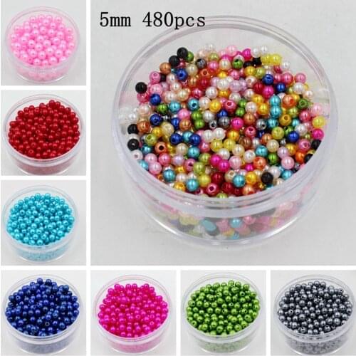 Free Shipping 5mm 480pcs 20colors, ABS Imitation Pearl Round Plastic Beads, Making Jewelry Diy beads, Jewelry Handmade Necklace