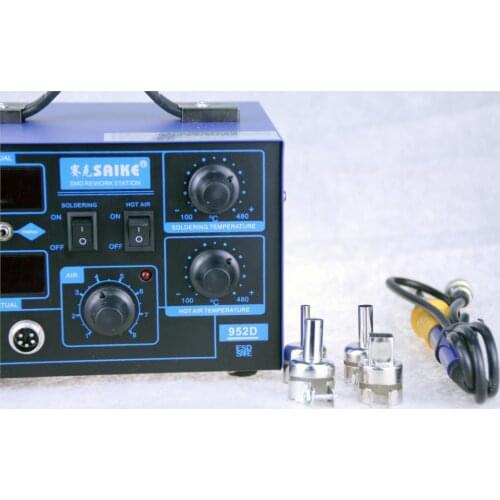 Free shipping saike 952D 2 in 1 SMD Rework Soldering Station Hot Air Gun Solder Iron Desoldering 220V 110V