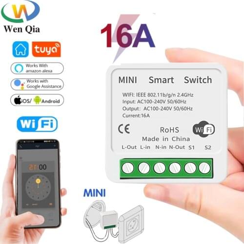 Mini Smart Life 16A DIY Wifi Light Switch Supports 2 Way Control Smart Home Automation Module Works with Google Home Alexa Tuya