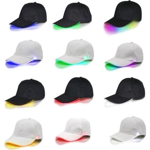 Stunning LED Luminous Fiber Optic Baseball Cap Fashion Unisex Solid Color LED Luminous Baseball Cap Christmas Party Hat Cap