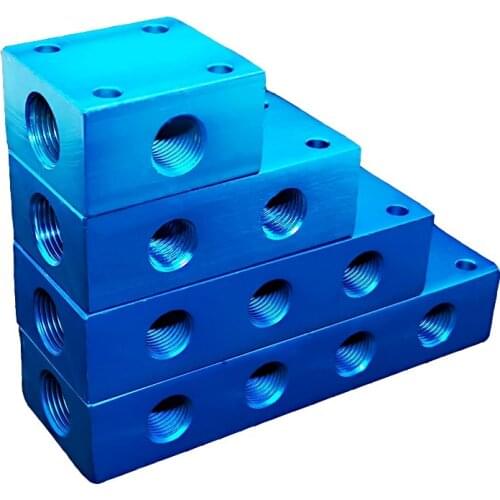 1/4" 3/8" BSP Female Pneumatic Fitting Quick Connector Gas Distributor Manifold Splitter Aluminium Block For Air Compressor