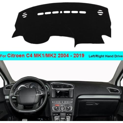 Car Dashboard Cover Carpet For Citroen C4 MK1 MK2 2004 - 2019 2018 LHD RHD Rug Shade Pad Carpet Dashmat Sun Shad Car Decoration