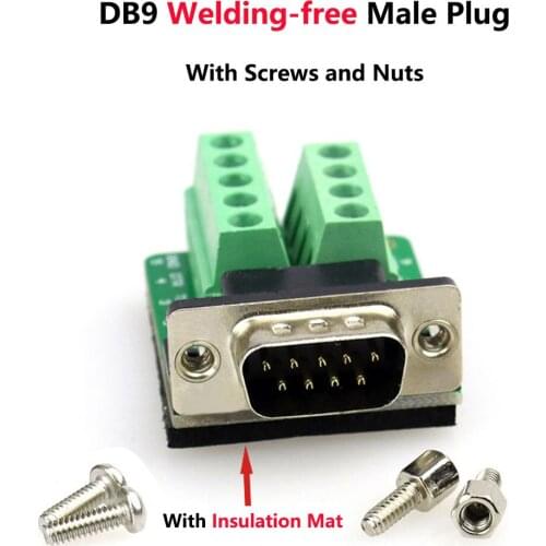 DB9 Welding-free Male Plug RS232 9 Pin Serial Port Connector RS485 RS422 Interface Socket D-SUB9 Adapters