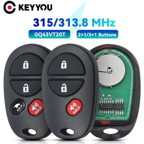 KEYYOU 3/4 Buttons Keyless Entry Remote Key For Toyota Tundra Highlander Sequoia Sienna GQ43VT20T 315Mhz Car Remote Controls Key