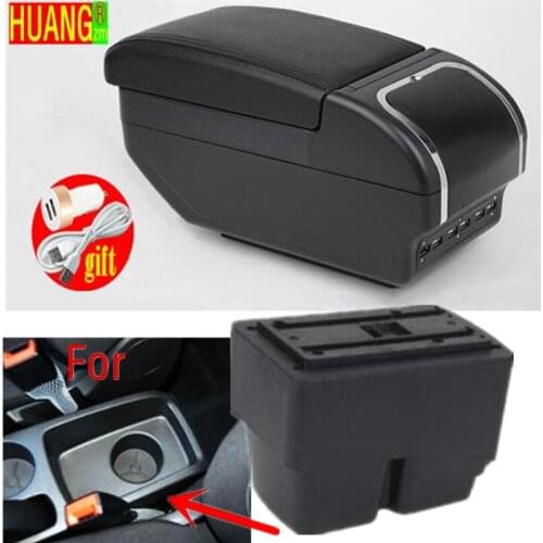 For Ford Fiesta Armrest box Interior Parts special Retrofit parts Car Armrest box Center Storage box with USB LED light