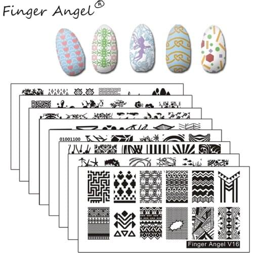 Finger Angel 1PCS Nail Art Stamping Plates Nail Template DIY Image Plate 6*12cm Manicure Tools Fairy Style Fresh Design W030