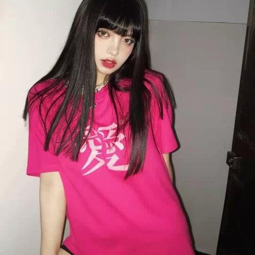 Ulzzang Hip-hop Printed Cotton Short-Sleeve Women T-shirt Female Summer Harajuku Streetwear INS Chic Sweet Girl Korean Loose Top