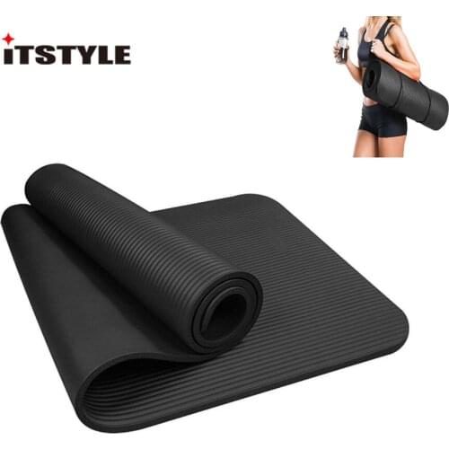 ITSTYLE 10mm NBR Exercise Yoga Mat Extra Thick High Density Fitness with Carrying Strap for Pilates Workout
