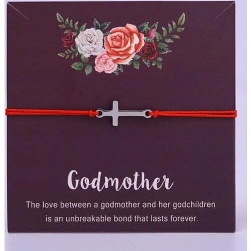 Godmother Cross Charm Bracelets Heart Adjustable Bracelets Mother Daughter Best Friends Lover Women Girl Couple Fashion Jewelry