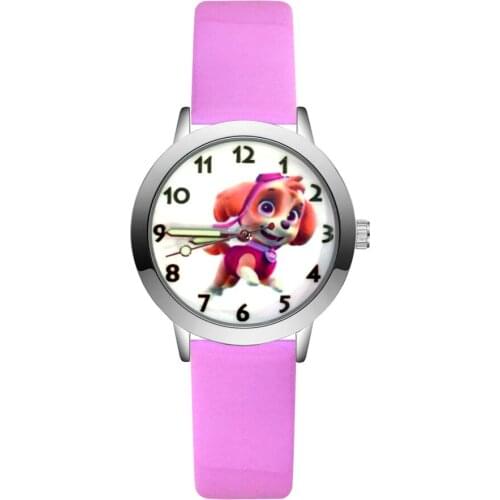 Fashion Cartoon Cute Dog Style Childrens Kids Student Girls Quartz Leather Wrist Watches JA208