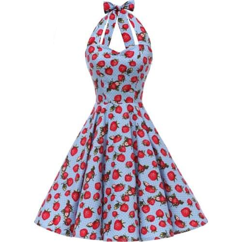 Summer Dress 2021 Vintage Rockabilly Dress Jurken 60s 50s Retro Big Swing Floral Polka Dot Women Dresses Vestidos VD0747