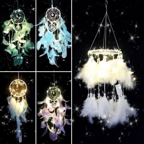 Handmade Wooden Beads Nordic Room Dreamcatcher with Feathers Wall Hanging Craft Gift Hunter Substance Ornament Home Decoration