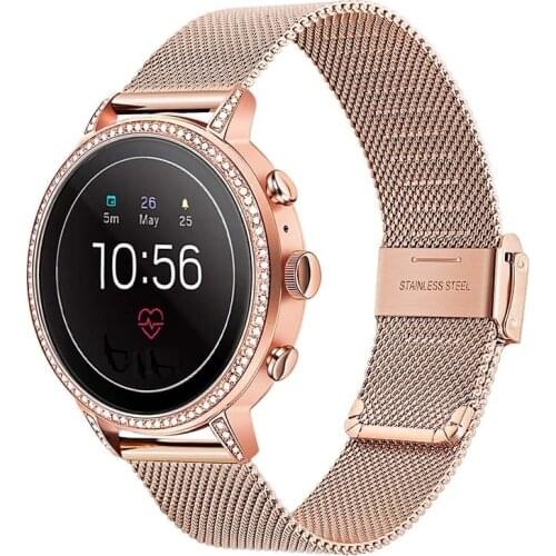 Milanese Watchband for Fossil Womens Gen 4 Venture HR / Womens Sport / Gen 3 Q Venture Mesh Stainless Steel Strap Watch Band