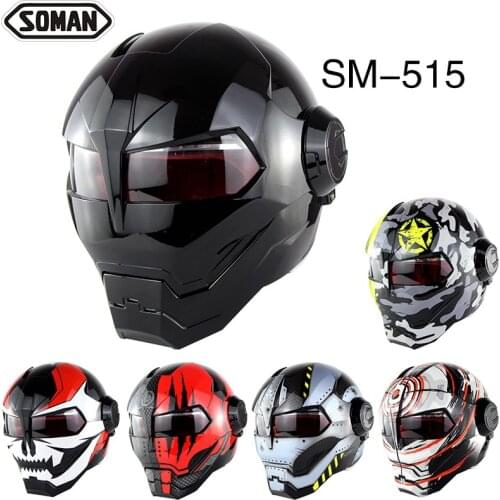 Predator Helmet Retro Casque Black Full Face Motorcycle Helmet Custom Cool Motorbike Flip Up Capacetes Iron Man Helmets