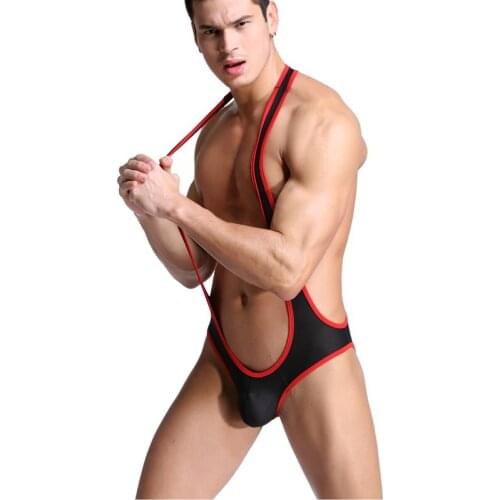 Mens underwear suspenders wrestling wardrobe pouch panties open back lingerie sexy hot erotic costume backless