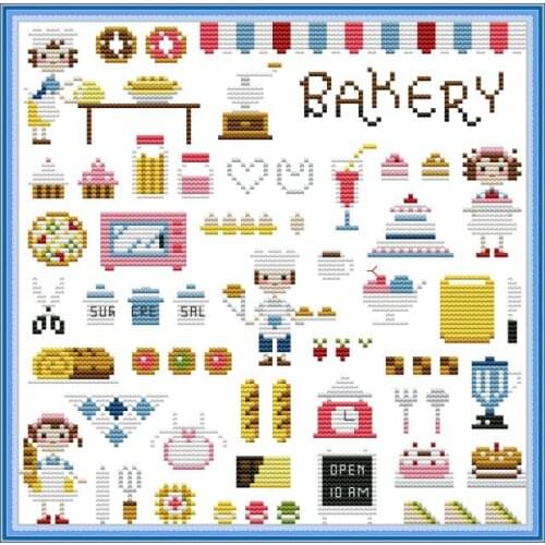 Bakery cross stitch kit aida 14ct 11ct count print canvas cross stitches needlework embroidery DIY