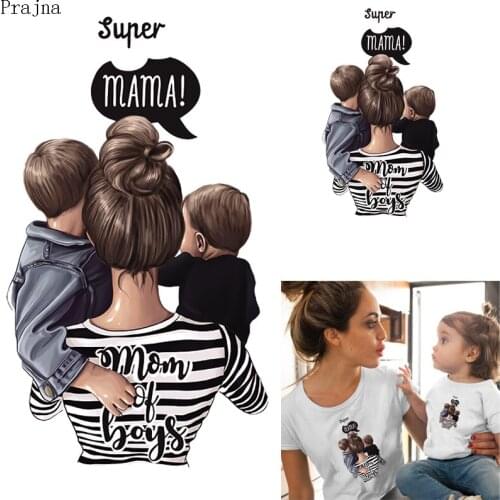 Prajna Patches For Clothes Russian Girls Thermal Stickers For Clothes Heat Transfer Lady Mom Babies Patches Iron On Transfer DIY
