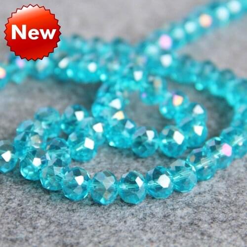 New For Necklace 8*10mm Faceted Sky Blue AB+ Colorful Glass Crystal Beads Stone Beads Loose DIY Girl Jewelry Making Design 50pcs