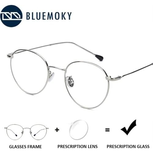 BLUEMOKY Retro Round Prescription Glasses Women Optical Myopia Reading Lenses Eye Glasses Photochromic Anti-Blue-Ray Eyeglasses