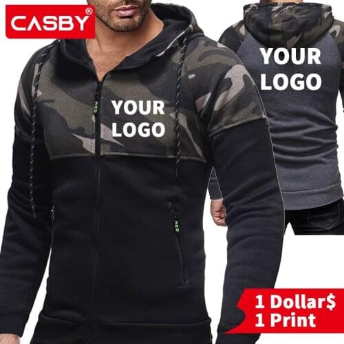 Autumn Winter DIY Print Hoodies Men Fashion Personalized Custom Graphic Sweatshirt Simple Design Logo Zipper Clothes 1516-W39