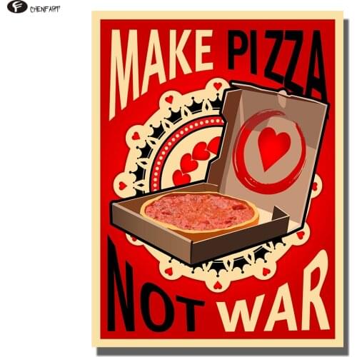 CHENFART Posters and Prints Vintage Make Pizza not War Wall Art Canvas Print Decorative Pictures no Framed