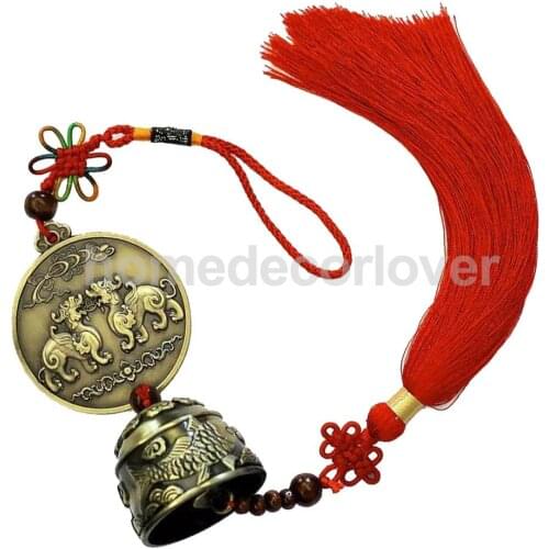 Brass Pixiu Wind Chime Hanging Bell Charm Chinese Knot Feng Shui Ornament