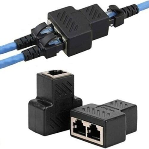 2pcs Internet Cable Splitter 1 to 2 RJ45 Splitter Network Adapter Connector Split Cable Network Extender Connector Ethernet LAN
