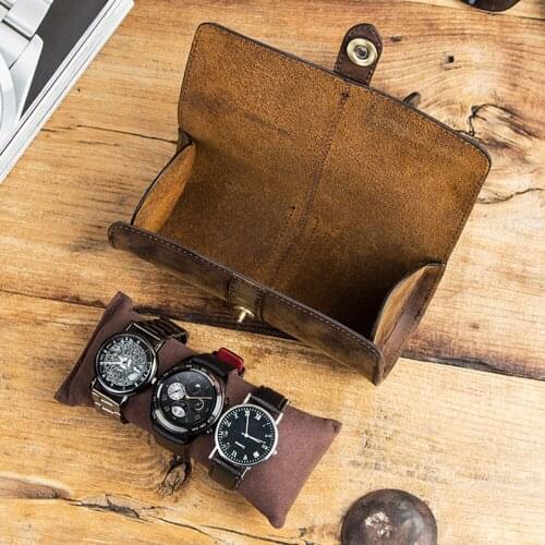Retro Round Watch Box Pu Wrist Watch Case Watches Storage Fashion Travel Portable Case Pouch