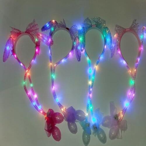 Glowing rabbit ears rabbit hair hoop cute airbag hairband a pinch ears will move selling cute headdress