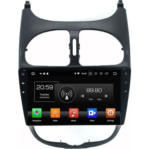 Octa Core 9'' 8 core Android 9.0 Car Radio DVD player GPS navigation for for Peugeot 206 2004-2017 4GB 64G ROM deckless stereo