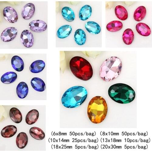Pick Size 50-5pcs/bag Crystal Egg Shape Flatback Oval Rhinestones Loose Beads For DIY Jewelry Making Craft Decor Wholesale